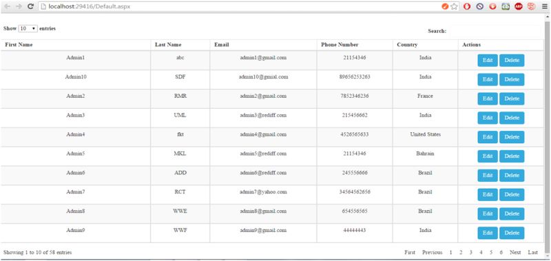 Jquery Datatable Paging Sorting Searching In Asp Net From Code Behind